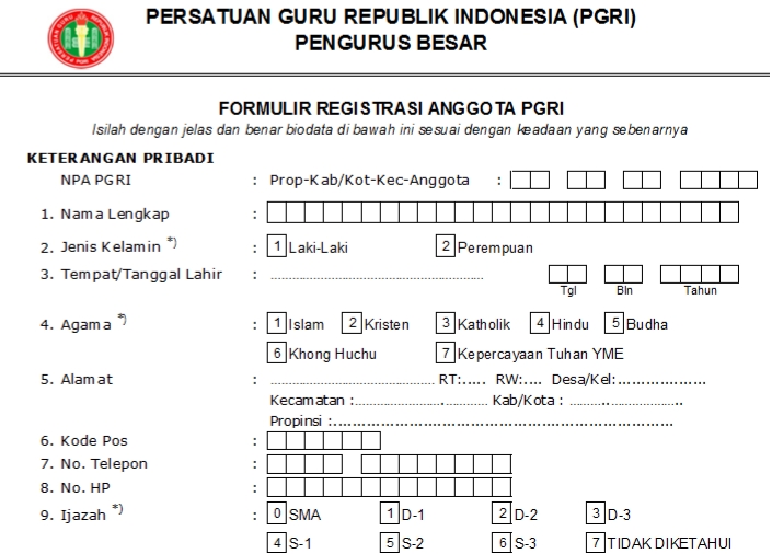 Pendaftaran PGRI Tanah Bumbu - Persatuan Guru Republik Indonesia Cabang Tanah Bumbu